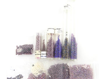 Purple Seed Bead Assortment, Purple Lavender Delica Bead Mix, Closeout Size 11 Glass Seed Beads for Bead Weaving and Crafts |LG6-8|1 bag