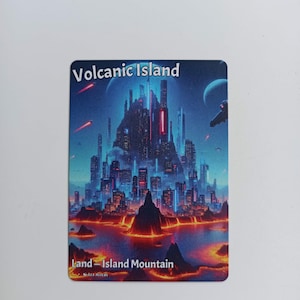Volcanic Island Cyberpunk Edition Mtg dual land custom cards full art proxy premium quality Alter card