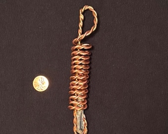6.5” copper tensor Taurus wand with quartz crystal
