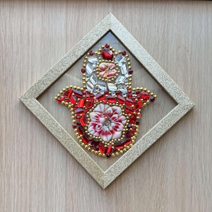 Hamsa Wall Art | Botanical Mosaic Hamsa | Dream Meditational Jewish Wall Decor | Handcrafted Spiritual Plaque, Jewish Art| Hand of Fatima