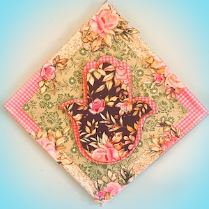 Floral Hamsa Hand Plaque | Floral Decor | Symbol of Protection and Positivity | Spiritual Wall Art for Home & Office | Handmade Judaica