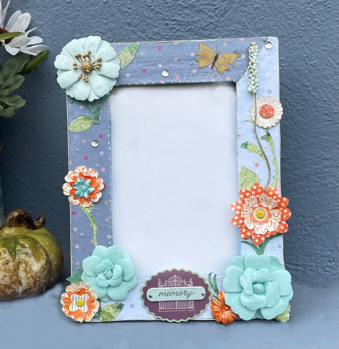 4x6 Sparkly Flower Picture Frame, Fun Photo Display, Kids Room Decor