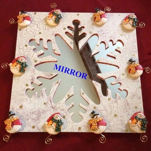 Snowman - Snowflake - Christmas Card - Photo Holder - Crackled