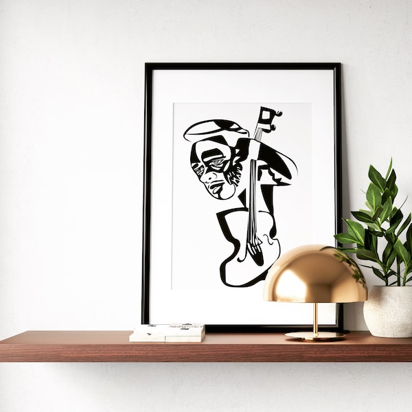 Charles Mingus Screen Prints - Kimikaa Original Printmaking, Musician Art, Portrait Art, Modern Art, Abstract Art