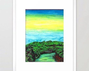 L' Havana No. 5 Original Watercolor Painting • Landscape Art, Seascape, Carribean Art,