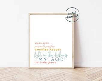 Waymaker Printable | Lyric Print | Motivational Wall Art | Inspirational Quote | Instant Download