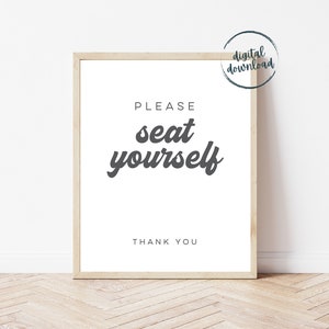 Please Seat Yourself sign, instant download, printable, bathroom sign
