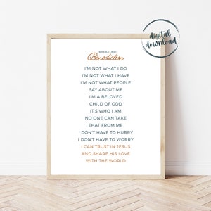 Breakfast Benediction Printable | Blessing Poster | Motivational Wall Art | Inspirational Quote | Kitchen Decor