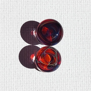 2 gauge glass plugs purple double flared borosilicate handblown hypoallergenic (1100)