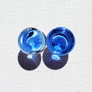 2 gauge cobalt blue glass plugs double flared pair handblown hypoallergenic borosilicate (1104)