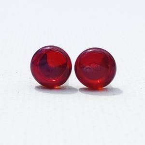 6 Gauge Red Glass Plugs Single Flared Flameworked Borosilicate Pair with O-Rings Made in MN (1086)