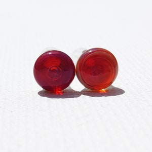 6 Gauge Red Glass Plugs Single Flared Flameworked Borosilicate Pair with O-Rings Made in MN (1082)