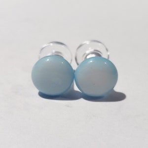 6 Gauge Light Blue Flame Worked Borosilicate Glass Plugs Double Flared Pair (1000)