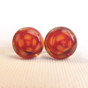 0 Gauge Glass Plugs Double Flared Unique Amber Design Flameworked Borosilicate Pair Made in MN (967)