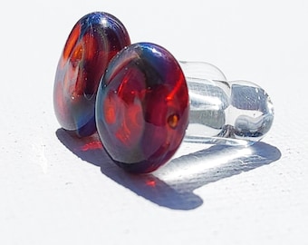 Tapones de vidrio de calibre 2, de una sola boca, color azul púrpura con juntas tóricas, trabajados a la llama, hipoalergénicos (1152)