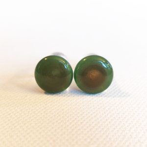 0 Gauge Dark Green Glass Plugs Single Flared Flameworked Borosilicate Pair with O-Rings Made in MN (975)