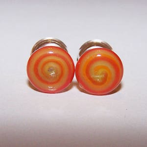 2 Gauge Glass Plugs Double Flared Unique Summer Swirl Flameworked Borosilicate Pair Made in MN (771)