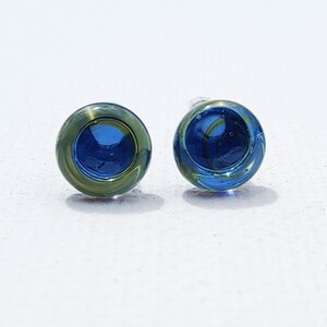 6 Gauge Cobalt Blue Glass Plugs Single Flared Flameworked Borosilicate Pair with O-Rings Made in MN (1088)