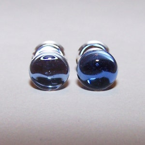 6 Gauge Cobalt Blue Glass Plugs Double Flared Flameworked Borosilicate Pair Made in MN Hypoallergenic (746)
