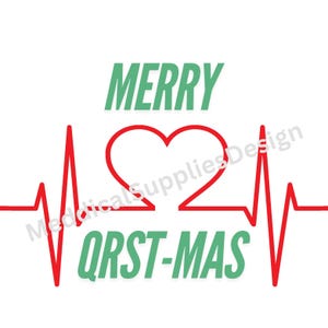 Fröhlich QRST-mas - EKG Herz Herz Kardiologie Lustig - Digitale Datei JPG