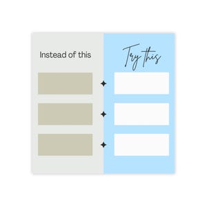 Invece di questo, prova questo: bloc-notes Post-it® per compiti terapeutici. Salute mentale Ansia Depressione, Sessioni di autoaiuto Riflessione CBT Grounding