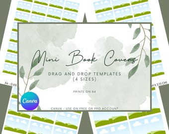 Mini Book Cover Templates | Customizable Mini Books | DIY Tiny Books | Canva Editable | Shelf Decor | Personalized Tracker | (A4)