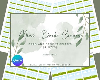 Mini Book Cover Templates | Customizable Mini Books | DIY Tiny Books | Canva Editable | Shelf Decor | Personalized Tracker | (A3)