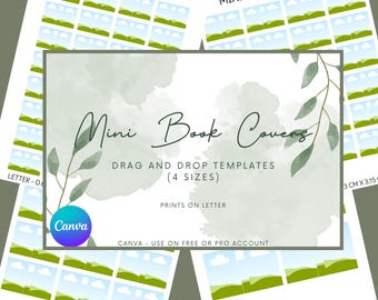 Mini Book Cover Templates | Customizable Mini Books | DIY Tiny Books | Canva Editable | Shelf Decor | Personalized Tracker | (Letter)