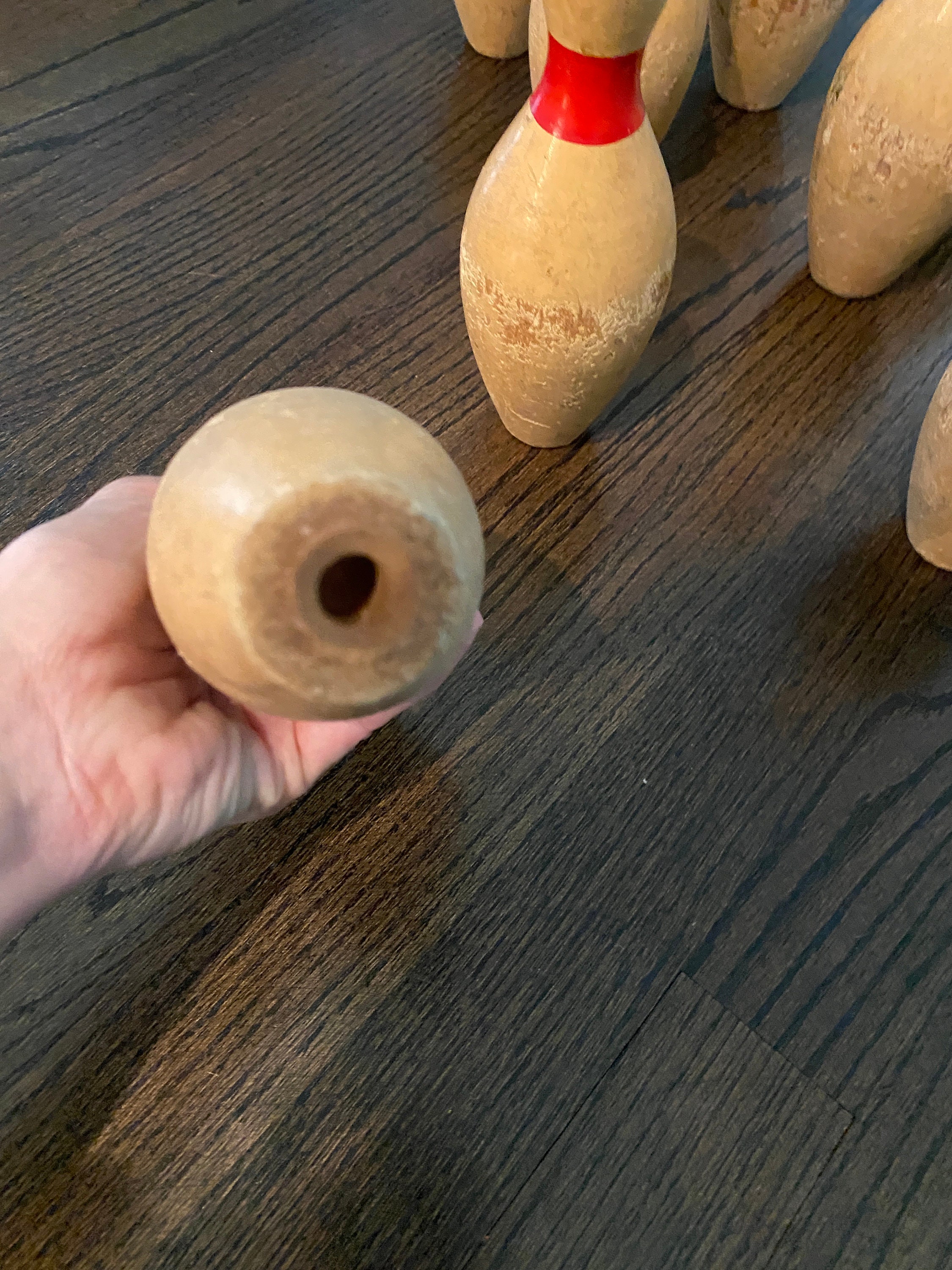 Vintage Wooden Bowling Pin Toy Set Etsy