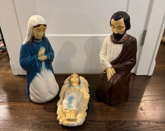 Vintage Blasform Krippe Weihnachten Mary Joseph Baby Jesus Heukrippe Empire