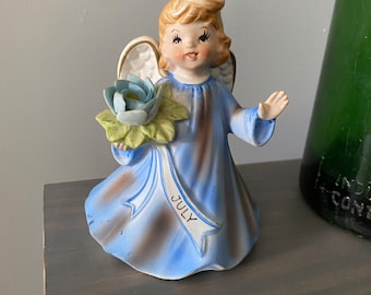 Vintage Lefton July Birthday Month Angel Music Box