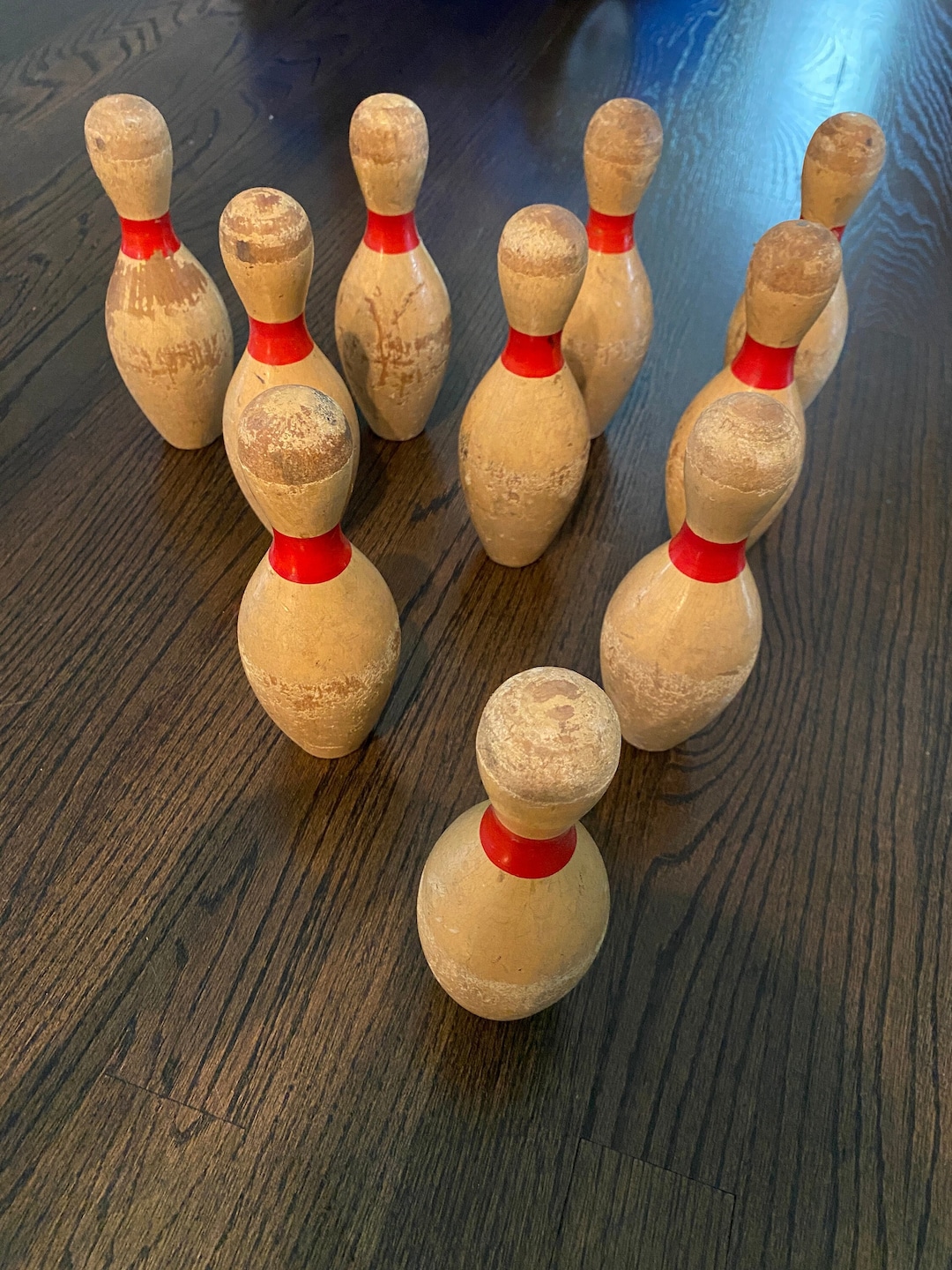 Vintage Wooden Bowling Pin Toy Set Etsy