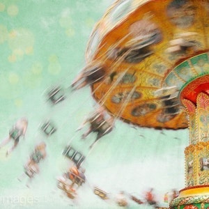 Carousel Swing Ride Print | Distressed Metallic Paper (8x10)