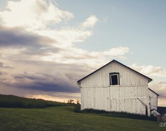 Still Standing; fine art photography, modern, wall art, barn, white barn, farmhouse, wall decor, sunset, landscape, rustic, by F2images