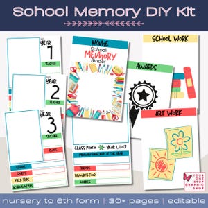 School Memory DIY Kit | Year in Review | Printable Pages Nursery to 6th Form | UK version | Editable template