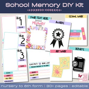 School Memory Book DIY Kit: Year in Review, Editable Template (Digital Download)