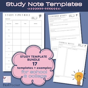 Study templates | mind maps | Cornell notes | digital download | editable