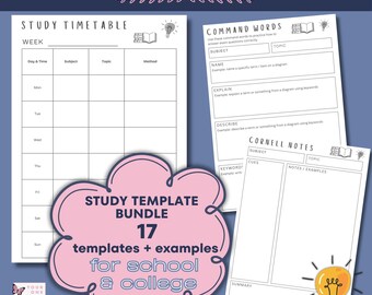 Study templates | mind maps | Cornell notes | digital download | editable