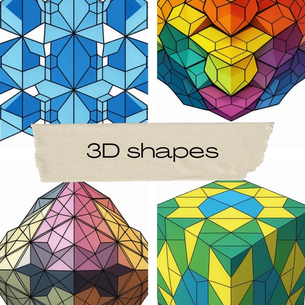 3d Shapes Coloring Pages Etsy