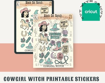 Adesivos de Bruxa Cowgirl | Bruxa Ocidental para Imprimir