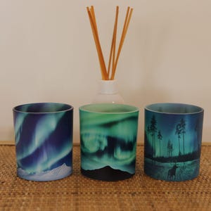 Northern Lights Tealight Candle Holders | 3 Set | Aurora Borealis Candle | Northern Lights Gift | Space Art | Northern Lights Art | Handmade