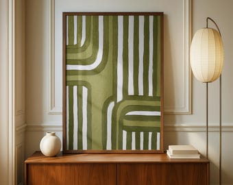 Olivgrün Abstrakt Print | Mid Century Modern Geometrisches Plakat