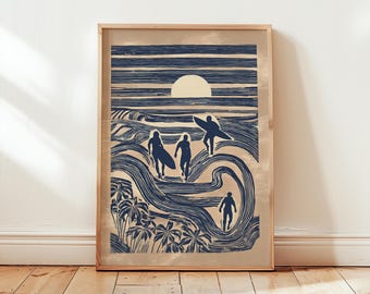 Abstract Surf Poster | Mid-Century Ocean Wave Wall Art Print