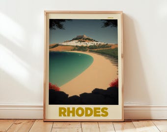 RHODES | Retro Travel Print | Mid Century Poster Art