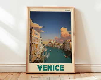 VENICE | Retro Travel Print | Mid Century Poster Art
