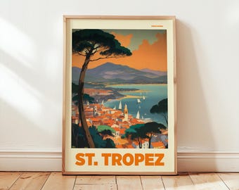 St Tropez Travel Poster | French Riviera Vintage Wall Art Print
