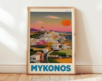 MYKONOS | Travel Poster | Greek Island Wall Decor | Modern Maximalist Style