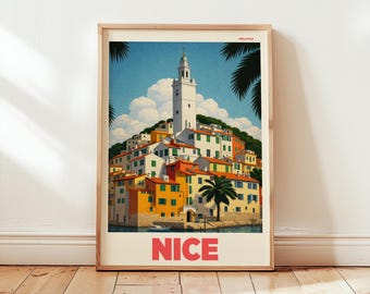 NICE | Retro Travel Print | Mid Century Poster Art