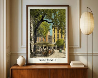 Bordeaux Frankreich Reise Poster | Vintage französische Stadt Straßenszene Druck