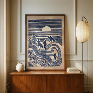 Abstract Surf Poster | Mid-Century Ocean Wave Wall Art Print